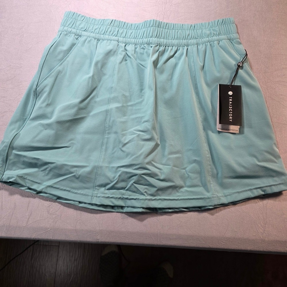 NWT‎ Traj3ctory Womens Athletic Skort Teal Green Elastic Waist Pockets SZ Small